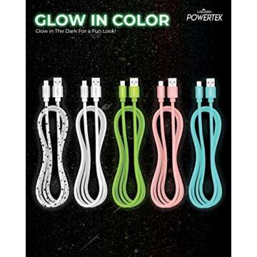 LIQUIPEL Powertek Glow MFi Certified Charger Compatible for Apple iPhone, iPad, 5ft Cable, Lightning to USB Cable Cord, Fast Charging Lightning Cable (Pink)