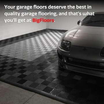 Big Floors RaceDeck Free-Flow Interlocking Garage Flooring Tiles, Non-Slip, Self-Draining, Heavy-Duty, High-Impact Copolymer, Easy Install (48 Pack), Black
