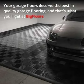 Big Floors RaceDeck Free-Flow Interlocking Garage Flooring Tiles, Non-Slip, Self-Draining, Heavy-Duty, High-Impact Copolymer, Easy Install (48 Pack), Black