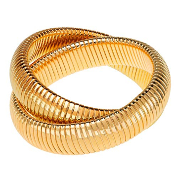 Janis Savitt Double Cobra Gold Bracelet Stretch Bangle