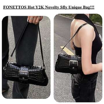 FONETTOS Y2K Punk Funky Bag, Sourpuss Goth Crossbody Sfly Unique Purse Novelty Cool Rock Trendy Wome...