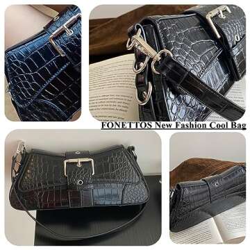 FONETTOS Y2K Punk Funky Bag, Sourpuss Goth Crossbody Sfly Unique Purse Novelty Cool Rock Trendy Women Shoulder Bags Fashion Girls Handbag Black