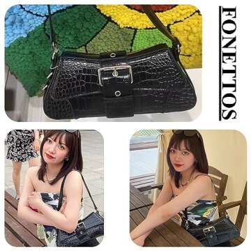 FONETTOS Y2K Punk Funky Bag, Sourpuss Goth Crossbody Sfly Unique Purse Novelty Cool Rock Trendy Women Shoulder Bags Fashion Girls Handbag Black