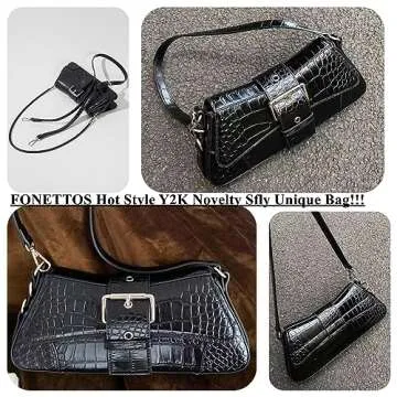 FONETTOS Y2K Punk Funky Bag, Sourpuss Goth Crossbody Sfly Unique Purse Novelty Cool Rock Trendy Women Shoulder Bags Fashion Girls Handbag Black