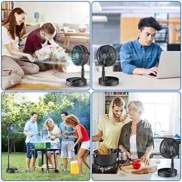 LIPETY 7.5" Portable Standing Fan with Remote - 7200mAh Rechargeable Battery Tall Floor Foldable Travel Fan for Sleeping - Pedestal Stand Up Folding Bed Fan for Home Bedroom