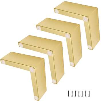 Bitray Metal Sofa Leg 2 Inch Height L Shape Furniture Leg Gold Sofa Legs Table Cabinet Cupboard Couch Leg Furniture Feet Replacement - 4pcs