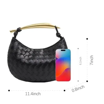 Stylish FEOFFS Woven Leather Dumpling Bag - Women's Handbag
