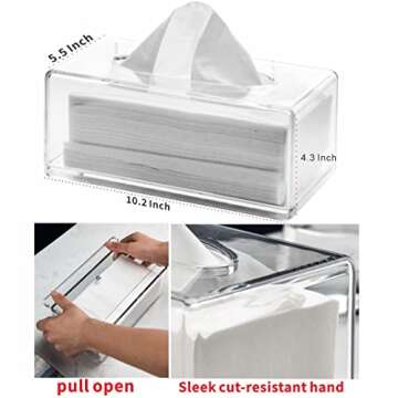 Cq acrylic Tissue Box Holder with Cover Rectangular,Facial Tissue Dispenser Box Case for Countertop,...