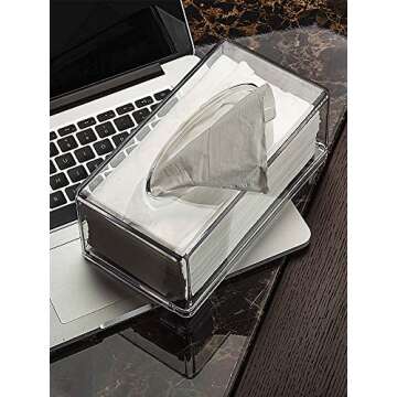 Cq acrylic Tissue Box Holder with Cover Rectangular,Facial Tissue Dispenser Box Case for Countertop,Clear Plastic Dryer Sheet Container Napkin Organizer for Bathroom, Kitchen,Home,Rectangle
