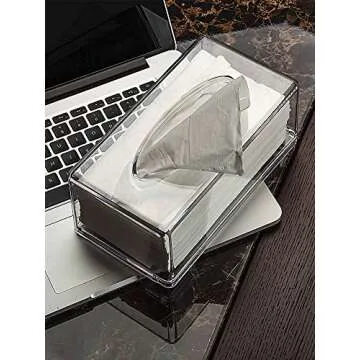Cq acrylic Tissue Box Holder with Cover Rectangular,Facial Tissue Dispenser Box Case for Countertop,Clear Plastic Dryer Sheet Container Napkin Organizer for Bathroom, Kitchen,Home,Rectangle