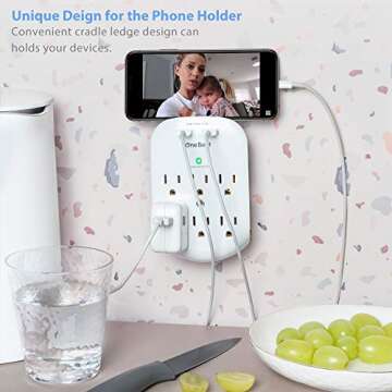 6-Outlet Surge Protector with USB Ports for Home Office