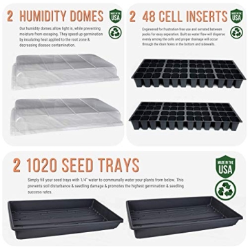 Heavy Duty Seed Starter Trays with Humidity Dome - 2 Pack