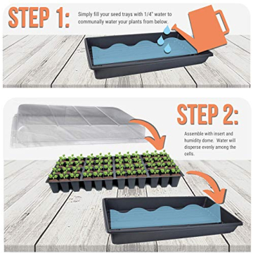 Heavy Duty Seed Starter Trays with Humidity Dome - 2 Pack