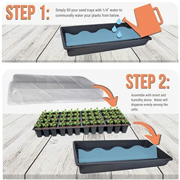 Heavy Duty Seed Starter Trays with Humidity Dome - 2 Pack