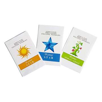 Precision Felting Needles for Wool, Essential Tools for Beginner to Expert, German Made, High Carbon Steel, Color Coded, Gauges 36 Star, 38 Star, and 40 Spiral, Metal Sharps Container for Safe Storage