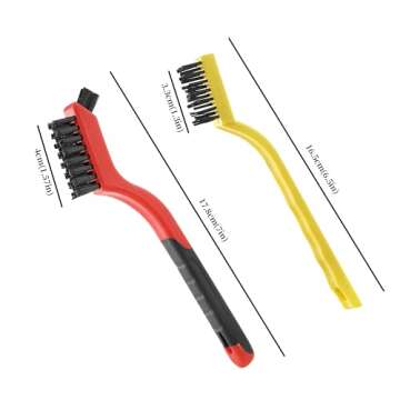 Wire Brush Set of 6 - Brass/Stainless Steel/Nylon Bristles with Anti-Slip Grip and Curved Brush Head...