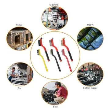 Wire Brush Set - 6 Premium Brushes with Anti-Slip Grip