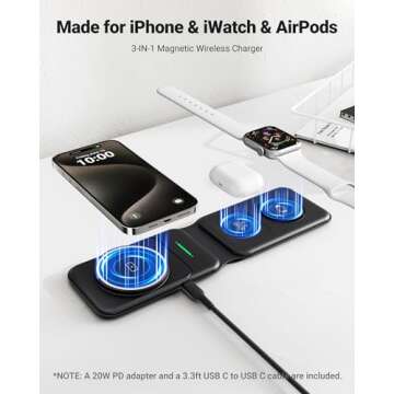 INIU 3 in 1 Charging Station - 15W Magnetic Foldable Charger for Apple Devices