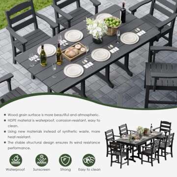 HOPUBUY 5 Piece All-Weather Patio Dining Set for 4