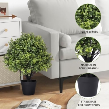 I.C.ELAINE 24" Faux Boxwood Topiary Trees Set of 2