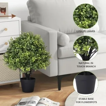 I.C.ELAINE 24" Faux Boxwood Topiary Trees Set of 2