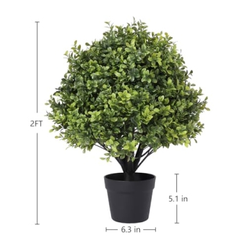 I.C.ELAINE 24" Faux Boxwood Topiary Trees Set of 2