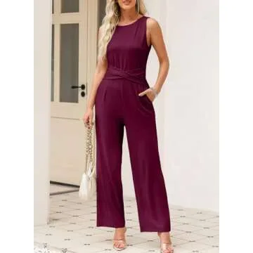 Happy Sailed Women's Jumpsuit – Elegant Sleeveless Design with Pockets