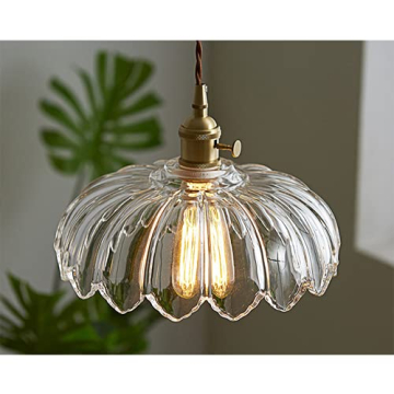 LITFAD Scalloped Glass Pendant Light for Home Decor