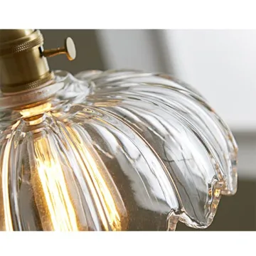 LITFAD Scalloped Glass Pendant Light for Home Decor