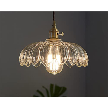 LITFAD Scalloped Glass Pendant Light for Home Decor