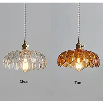 LITFAD Scalloped Glass Pendant Light for Home Decor