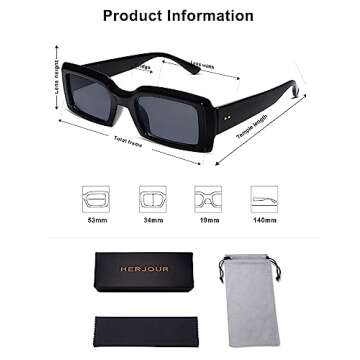 Allarallvr Trendy Rectangle Sunglasses - Stylish UV Protection