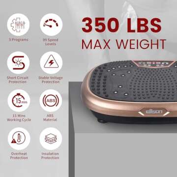 EILISON FITPRO Vibration Plate Exercise Machine - Whole Body Vibrating Platform w/Loop Bands -120 Adjustable Speeds 350Lbs, Lymphatic Drainage Machine for Weight Loss, Shaping, Recovery (Fitpro Brown)