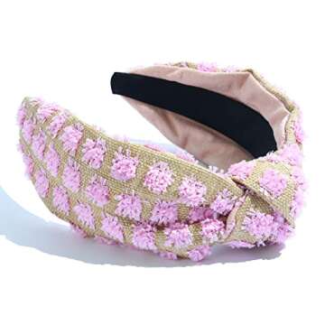 FEDANS Knotted Headband Woven Wide for Women Girls Summer Red Squares Elastic Spring Fashion Holiday...