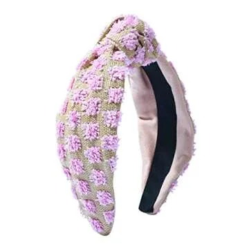 FEDANS Knotted Headband Woven Wide for Women Girls Summer Red Squares Elastic Spring Fashion Holiday Hairbands Hair Accessories