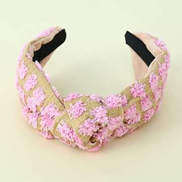 FEDANS Knotted Headband Woven Wide for Women Girls Summer Red Squares Elastic Spring Fashion Holiday Hairbands Hair Accessories