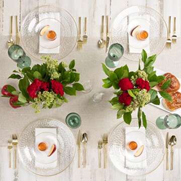 PLASTICPRO 32 Piece Combo Plates Set includes 16-7'' inch Plates & 16-10'' inch Plates Clear Hammered Plastic PartyPlates Premium heavyweight Elegant, Disposable, Tableware, Dishes,