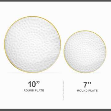 PLASTICPRO 32 Piece Combo Plates Set includes 16-7'' inch Plates & 16-10'' inch Plates Clear Hammered Plastic PartyPlates Premium heavyweight Elegant, Disposable, Tableware, Dishes,