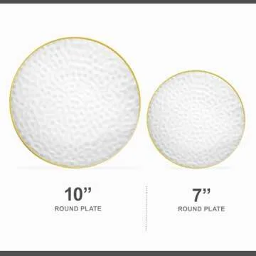 PLASTICPRO 32 Piece Combo Plates Set includes 16-7'' inch Plates & 16-10'' inch Plates Clear Hammered Plastic PartyPlates Premium heavyweight Elegant, Disposable, Tableware, Dishes,