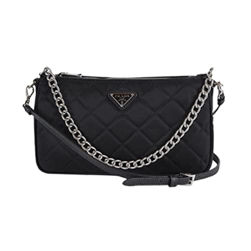 Chic Prada Quilted Nylon Chain Black Shoulder Bag