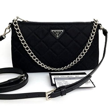 Chic Prada Quilted Nylon Chain Black Shoulder Bag