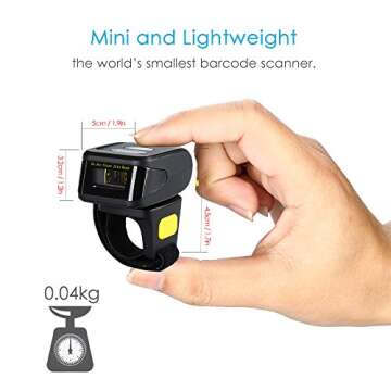 Eyoyo 1D Wireless Ring Barcode Scanner, Compatible with Bluetooth Function & 2.4GHz Wireless & Wired Connection, Portable Wearable Mini Finger Bar Code Reader Work with Windows, Mac OS, Android 4.0+,