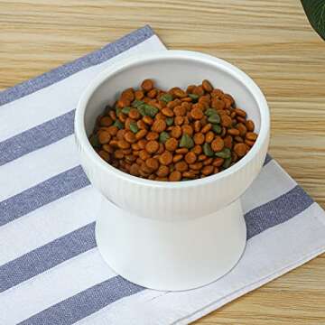 Raised Cat Bowl, Elevated Cat Food Bowls Water Bowl with stand Ceramic Cat Feeding Bowls Stress Free...