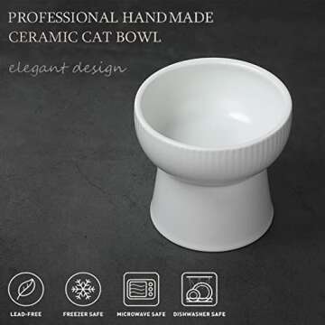 Raised Cat Bowl, Elevated Cat Food Bowls Water Bowl with stand Ceramic Cat Feeding Bowls Stress Free Pet Food & Water Bowls