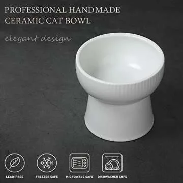 Raised Cat Bowl, Elevated Cat Food Bowls Water Bowl with stand Ceramic Cat Feeding Bowls Stress Free Pet Food & Water Bowls