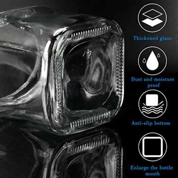 Mlici Condiment Jar Spice Container with Lids and Spoons, 8.6oz Clear Glass Condiment Canisters Pots Seasoning Box Salt Container Sugar Bowl Set of 3 for Kitchen, Counter, Food Storage, Black