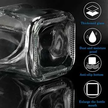 Mlici Condiment Jar Spice Container with Lids and Spoons, 8.6oz Clear Glass Condiment Canisters Pots Seasoning Box Salt Container Sugar Bowl Set of 3 for Kitchen, Counter, Food Storage, Black