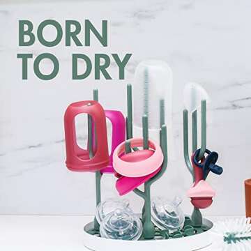 Boon Desert Countertop Baby Bottle Drying Rack - Holding Capacity for 8 Baby Bottles and Baby Access...