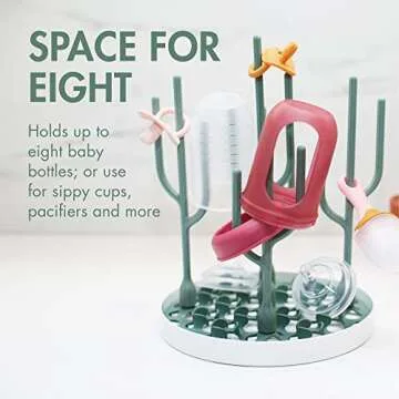 Boon Desert Countertop Baby Bottle Drying Rack - Holding Capacity for 8 Baby Bottles and Baby Accessories - Baby Bottle Organizer and Storage - Baby Bottle-Feeding Supplies