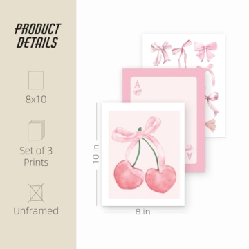 ETVISO Pink Coquette Trendy Wall Art Prints Set of 3